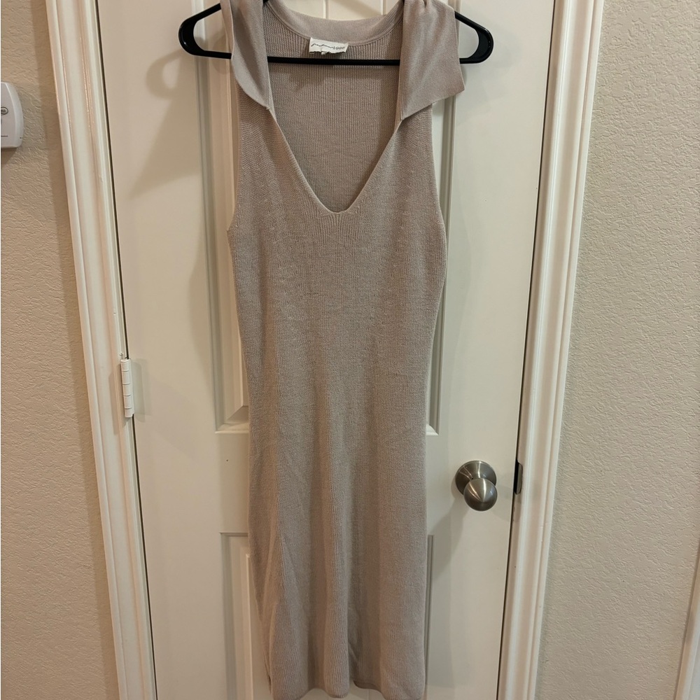 Sleeveless Beige Knit Dress